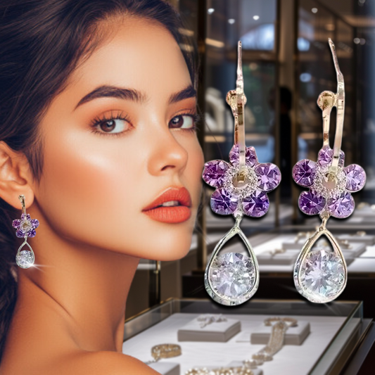 [85%OFF DESCUENTO DE AÑO NUEVO] Aretes de cristal en forma de flor✨😍